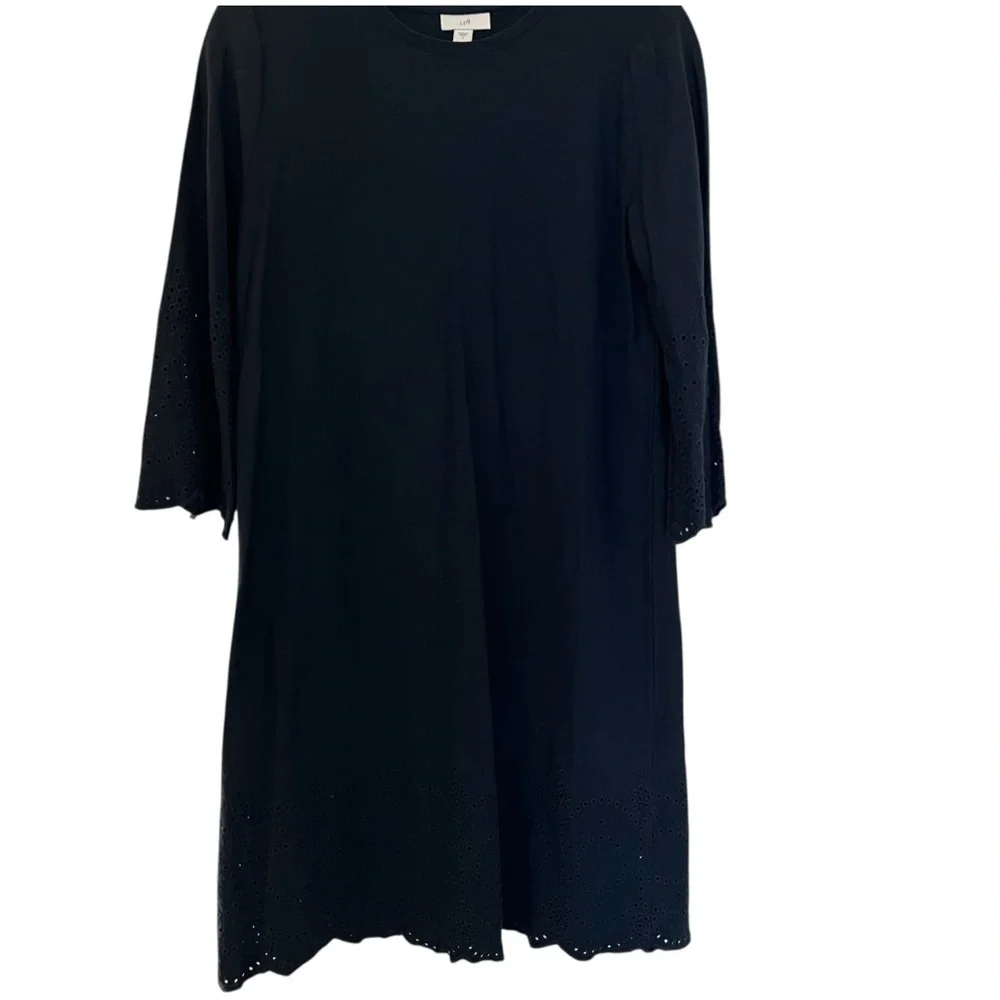 J. Jill women's 'Pacific' navy shift dress with eyelet trim sz small - Picture 6 of 8